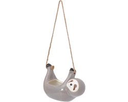 Sloth Hanging Planter - Kleine Keramische Succulent Pot - Mini Pots voor Planten - Porselein Bloempot - Decoratieve Containers voor Thuis en Kantoor - Grijs