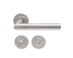 Slotman Solutions Deurklink Set RVS Geborsteld Rond Rozet WC63/8 | Toiletgarnituur met WC-/Badkamersluiting | RVS Deurbeslag voor Toilet en Badkamer | Inclusief Bevestigingsmateriaal