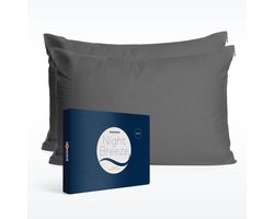 Slowwave NightBreeze kussensloop - Duopack (set van 2) - 100% TENCEL™ lyocell - Zacht en comfortabel - Beschermt de huid - Duurzaam alternatief voor zijde - Vochtregulerend - Hypoallergeen en antibacterieel - Kleur: Grey Elegance - Formaat: 60 x 70cm