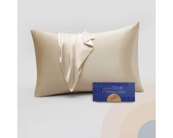 Slowwave Premium Silk Pillowcase - Kleur: Champagne - Ervaar het beste zijden kussensloop - 100% Mulberry zijde - 22 momme - Hoogste kwaliteit (grade 6A) - 60x70cm