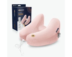 Slowwave Royal Snooze Travel Pillow - Rose Quartz Limited Edition - Nekkussen met 4 fijne relaxposities - Optimale ondersteuning hoofd en nek - Opblaasbaar vliegtuigkussen - Fluweelzacht
