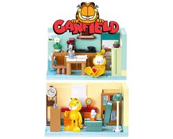 Sluban - Garfield poppenhuis bouwset meubels | Bekend van stripboeken funko pop speelgoed & dvd anime manga film | Bouwpakketten volwassenen & kinderen | 2in1 mega bouwsets compatibel met lego | Architecture modelbouw | 4.9mm bloks | 2 minifigures