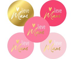 Sluitsticker - Een kus en een lach het is Moederdag - Sluitzegel- Kadosticker - Mama is de liefste - de beste - 4 assorti | Moeder Verrassen | Bedank kaart | Bedankje | Envelop sticker | Cadeau – Gift – Cadeauzakje | Chique inpakken | DH collection