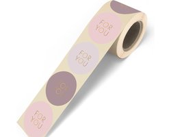 Sluitsticker - Sluitsticker XXL - For You - 5 assorti - Poeder - Rose - Nude - Lila - Mauve Pastel tinten – Taupe / Mauve - Poeder Rose / Beige l Verrassen | Envelop stickers | Cadeau – Gift – Cadeauzakje | Chique inpakken | DH Collection