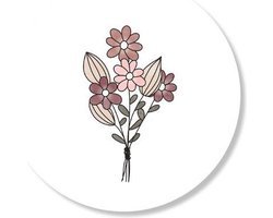 Sluitsticker - Sluitzegel – Bloem – Boeket Bloemen - Poeder Rose / Nude / Taupe | Moederdag - Verjaardag - Trouwkaart – Geboortekaart – Envelop | Envelop stickers | Cadeau – Gift – Cadeauzakje – Traktatie | Leuk inpakken - DH collection