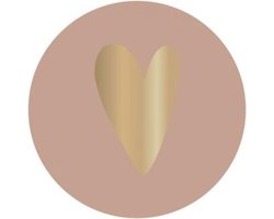Sluitsticker - Sluitzegel – Taupe / Oud Roze – Goud – Hart / Hartje | Trouwkaart – Geboortekaart – Envelop | Harten | Envelop stickers | Cadeau – Gift – Cadeauzakje – Traktatie | Leuk inpakken | Huwelijk - Babyshower – Kraamfeest | DH collection