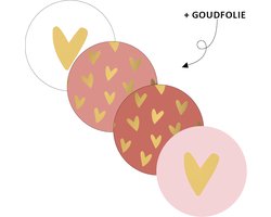 Sluitsticker - Sluitzegel – Taupe / Oud Roze / Nude - 4 assorti – Goud – Hart / Hartje | Trouwkaart – Geboortekaart – Envelop | Harten | Envelop stickers | Cadeau – Gift – Cadeauzakje – Traktatie | Leuk inpakken | Huwelijk - Baby | DH collection