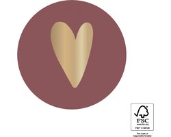 Sluitsticker - Sluitzegel – Warm Taupe / Roest - Paars / Mauve – Goud – Hart / Hartje | Trouwkaart – Geboortekaart – Envelop | Harten | Envelop stickers | Cadeau – Gift – Cadeauzakje – Traktatie | Leuk inpakken | Huwelijk - Babyshower| DH collection
