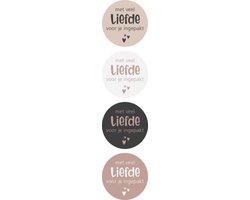 Sluitsticker Sticker Met Veel Liefde Voor Je Ingepakt | Taupe / Lila/ Mauve – Wit – Zwart Beige – Hart - Valentijn | Traktatiezakje – Envelop sticker | Cadeau – Cadeauzakje – Traktatie – Kadozakje | Chique inpakken | Leuk verpakt | DH collection