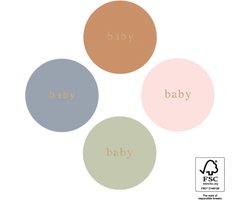 Sluitzegel Geboorte - Baby Goud | Blauw - Taupe - Poeder Rose - Grijs - Beige - Goud | Baby - Geboortesticker - Jongen / Meisje | Envelop sticker - Geboorte kaart - Bedankje | Cadeau - Gift - Cadeauzakje | Traktatie - Babyshower | DH Collection