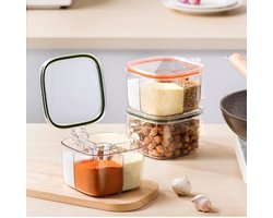 smaakpot - 1 stuk - met deksel en lepel - plastic keuken smaakpot - voor de opslag van zout / peper poeder / smaakpoeder