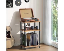 Smal Bijzettafel van Hout met 3 Niveaus - 40 x 30 x 61.5 cm - Ideaal voor Woonkamer, Slaapkamer en Balkon