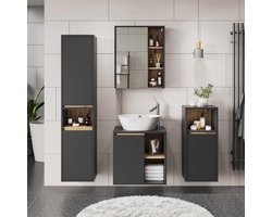 Smal Hoge Badkamerkast Grijs Artisan Stijl - 170 cm Hoog