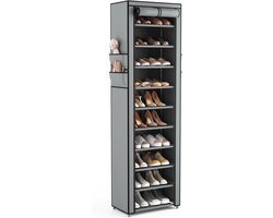 Smal hoog schoenenrek met 11 lagen voor 22 paar schoenen, stofdichte opbergkast
