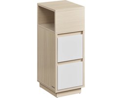 Smal nachtkastje – Met 2 lades in natuurlijk beige en wolkenwit