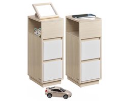Smal nachtkastje set van 2 – Met lades naturel beige –wolkenwit
