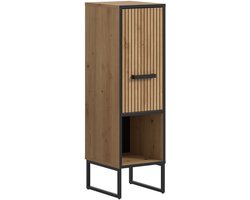 Smal opbergmeubel voor badkamer - Hoge kast in artisan eik - 30 cm breed