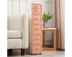 Smal Smalle Opbergkast - Verticale Kast - Ruimte Besparen - Vijf Lagen - 18x32x84cm - Melkwit