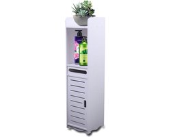 Smal Staand Toiletkastje met Verstelbare Plank - Ruimtebesparende Badkamerkast in Wit