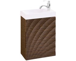 Smal wastafel kast - compacte ijdelheid - slank badkamermeubilair - ruime opslag - 40x56x22cm, MDF & Ceramic