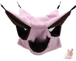 Small Animal Hammock - Zachte en Warme Dierencage Hangmat - 3 Laags Hamsterbed voor Cavia's, Fretten, Papegaaien, Cage Accessoires