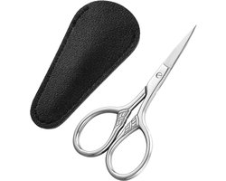 Small Facial Hair Scissors - 3.5 Inch Stainless Steel Grooming Scissors - Multifunctional Beauty Care Kit met PU Cover voor Eyebrows - Beard - Ear - Nose - Mustache Trimming