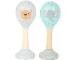 Small Foot - Houten Baby Rammelaar Maracas Dier, Set van 2