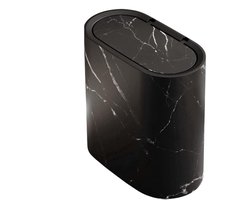 Smalle afvalemmer - Kleine prullenbak - Ruimte besparen - Luxe marmeren afwerking - 29 cm - Zwart