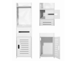Smalle Badkamerkast – 80 cm, Opengewerkt Design, 4 Planken, Compacte en Veelzijdige Opbergoplossing voor Badkamer, Wasruimte, Keuken en Meer