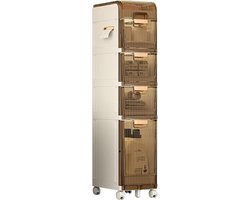 Smalle badkamerkast - Opberger met lades - Ruimte Besparen - Waterdicht PP+ABS - 74-112 cm Hoog - Wit