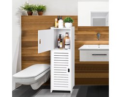 Smalle badkamerkast wit - opbergkast voor kleine badkamer badkamerkasten hoog