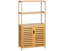 Smalle Bamboe Kast voor Badkamer en Woonkamer met Opbergvakken
