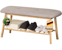 Smalle Bamboe Schoenenkast met Zitbank voor Hal of Gang