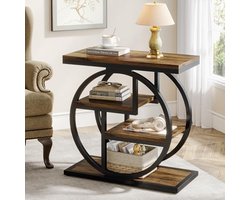 Smalle bijzettafel met 4 niveaus en opbergplanken - Industrieel ontwerp voor woonkamer en slaapkamer