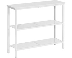 Smalle Console Tafel met 2 Planken, Ideaal voor Hal, Woonkamer, Slaapkamer en Kantoor, Wit en Modern Design