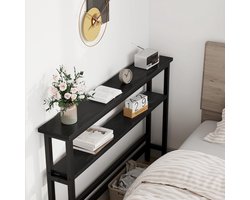Smalle console tafel voor woonkamer/hal, 2 niveaus met verstelbare plank, 100 x 15 x 79 cm, ruimtebesparend, achter de bank – Zwart