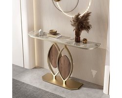 Smalle consoletafel - Halmeubel accenttafel - Entree organiseren - Gesinterd steen blad - 80x30x80cm - Grijs