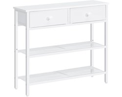 Smalle Consoletafel - Modern Design - 1 stuk - Wit - Hout en Metaal - 75 x 24 x 75 cm