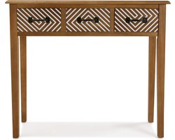 Smalle hal of vestibule Entree hal meubilair Console Tafel met 3 lades - Afmetingen 80 x 30 x 90 cm - Bruin houtkleur