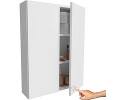 Smalle Hangkast Badkamer Wit - Apothekerskast met Push-to-Open Deuren - Diepte 20cm