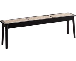 Smalle Houten Bank met Rotan Zitting - Eetkamerbank of Halbank