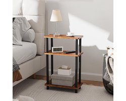 Smalle Houten Bijzettafel met 3 Lagen – 40 x 18 x 61,5 cm – Met Opbergruimte – Bruin – Voor Woonkamer, Slaapkamer of Balkon