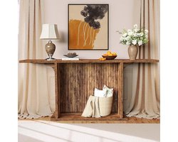 Smalle Konsolentafel 180 cm – Industriële Haltafel & Sofa Tafel – Rustieke Houten Bijzettafel met Opbergruimte – Tafel Achter de Bank – Lange Ingangstafel voor Woonkamer & Gang – HomeByNicole.