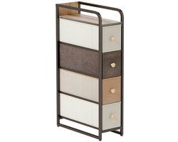 Smalle Ladekast Met 4 Laden Opbergkast Vliesstof 20x47x84,5cm Multicolor Stalen Frame Stoffen Ladenkast Ruimtebesparend Voor Slaapkamer Woonkamer Badkamer Wasruimte Kast Organizer Stevig Modern
