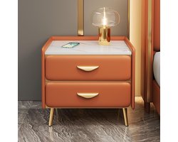 Smalle ladekast - Nachtkastje bijzettafel - Slaapkamer opberging - Anti-val rand - 45x40x49cm - Oranje