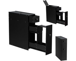 Smalle Nichekast met Laden – Compacte Badkamer- of Keukenkast, Zwart (48 x 15 x 58 cm)