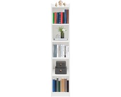Smalle Opbergkast 5 Planken Boekenkast Hoek Kast Woonkamer Slaapkamer Wit 30x24x152 cm