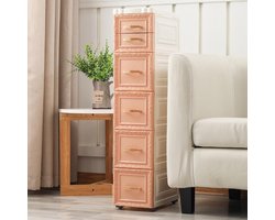 Smalle opbergkast - Verticale unit - Ruimtebesparing - Met wielen - 18x32x84cm - Melkwit