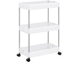 Smalle rolkast met 3 planken – wit – KSC009W01