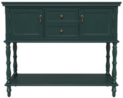 Smalle Sidetable – Console Tafel – Halmeubel – Opbergkast – Sofa Tafel – Diepe Laden & Kast – Vintage Stijl – Stevige Houtlook Afwerking – Variant Groen